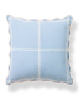 Chathia Windowpane, Merino Wool Scalloped Pillow Cover, Dusty Blue, 20”x20”
