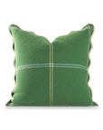 Chathia Windowpane, Merino Wool Scalloped Accent Throw Pillow Cover, Sage Green Woven, 20”x20”