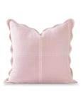 Chathia Windowpane, Merino Wool Scalloped Chic Throw Pillow Cover, Vintage Pink, 20”x20”