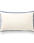 Asper, Merino Wool Blend Boucle Decorative Lumbar Pillow Cover, Beige Navy, 12"x20"