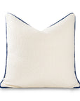 Asper, Merino Wool Blend Boucle Textured Pillow Cover, Beige Navy, 20”x20”