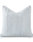 Aranis, Merino Wool Cable Knit Coastal Pillow Cover, Dusty Blue, 22”x22”