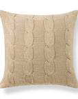 Aranis, Merino Wool Cable Knit Decorative Pillow Cover, Classic Camel, 22”x22”