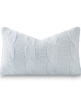 Aranis, Merino Wool Cable Knit Cozy Lumbar Pillow Cover, Dusty Blue, 12"x20"