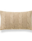 Aranis, Merino Wool Cable Knit Luxury Pillow Cover, Classic Camel, 12"x20"