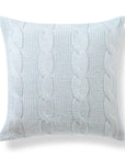 Aranis, Merino Wool Cable Knit Striped Pillow Cover, Dusty Blue, 20”x20”
