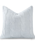 Aranis, Merino Wool Cable Knit Striped Pillow Cover, Dusty Blue, 20”x20”
