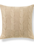 Aranis, Merino Wool Cable Knit Textured Pillow Cover, Classic Camel, 20”x20”