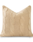 Aranis, Merino Wool Cable Knit Textured Pillow Cover, Classic Camel, 20”x20”