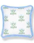 Barbelle, Indoor/Outdoor Baby Blue Green Throw Pillow Cover, with Fringe, 20"x20"