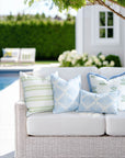 Barbelle, Indoor/Outdoor Baby Blue Green Throw Pillow Cover, with Fringe, 20"x20"