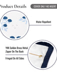 Barbelle, Indoor/Outdoor Navy Blue Throw Pillow Cover, with Fringe, 20"x20"