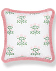 Barbelle, Indoor/Outdoor Blush Pink Green Decorative Pillow Cover, with Fringe, 20"x20"