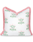 Barbelle, Indoor/Outdoor Blush Pink Green Decorative Pillow Cover, with Fringe, 20"x20"