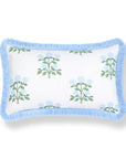 Barbelle, Indoor/Outdoor Baby Blue Green Lumbar Pillow Cover, with Fringe, 12"x20"