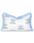Barbelle, Indoor/Outdoor Baby Blue Green Lumbar Pillow Cover, with Fringe, 12"x20"