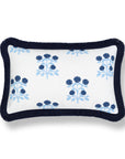 Barbelle, Indoor/Outdoor Navy Blue Floral Lumbar Pillow Cover, with Fringe, 12"x20"