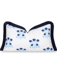 Barbelle, Indoor/Outdoor Navy Blue Floral Lumbar Pillow Cover, with Fringe, 12"x20"