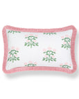 Barbelle, Indoor/Outdoor Blush Pink Green Decorative Lumbar Pillow Cover, with Fringe, 12"x20"