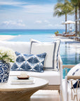 Sanpalo, Indoor/Outdoor Navy Blue Lumbar Pillow Cover, with Piping, 12"x20"