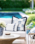 Knavia, Indoor/Outdoor Navy Blue Lumbar Pillow Cover, with Piping, 12"x20"