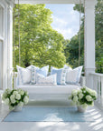 Savilea, Indoor/Outdoor Baby Blue Lumbar Pillow Cover, with Flanged Border, 12"x20"