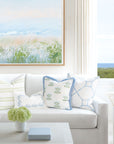 Savilea, Indoor/Outdoor Baby Blue Lumbar Pillow Cover, with Flanged Border, 12"x20"