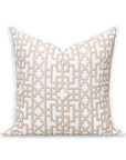 Gridelle, Indoor/Outdoor Neutral Tan Decorative Pillow Cover, with Flanged Border, 20"x20"