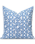 Gridelle, Indoor/Outdoor Azure Blue Throw Pillow Cover, with Flanged Border, 20"x20"