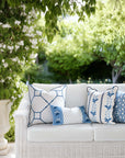 Gridelle, Indoor/Outdoor Azure Blue Throw Pillow Cover, with Flanged Border, 20"x20"