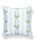 Newvalis, Indoor/Outdoor Blue Grass Green Floral Throw Pillow Cover, with Scalloped Border, 20"x20"