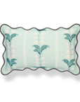 Newvalis, Indoor/Outdoor Pale Forest Green Lumbar Pillow Cover, with Scalloped Border, 12"x20"