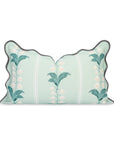 Newvalis, Indoor/Outdoor Pale Forest Green Lumbar Pillow Cover, with Scalloped Border, 12"x20"