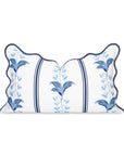 Newvalis, Indoor/Outdoor Azure Navy Blue Lumbar Pillow Cover, with Scalloped Border, 12"x20"