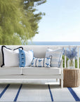 Newvalis, Indoor/Outdoor Azure Navy Blue Lumbar Pillow Cover, with Scalloped Border, 12"x20"