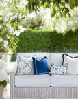 Newvalis, Indoor/Outdoor Azure Navy Blue Lumbar Pillow Cover, with Scalloped Border, 12"x20"
