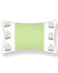 Charlivale, Indoor/Outdoor Grass Green Pink Decorative Lumbar Pillow Cover, with Piping, 12"x20"