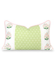 Charlivale, Indoor/Outdoor Grass Green Pink Decorative Lumbar Pillow Cover, with Piping, 12"x20"