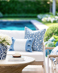 Charlivale, Indoor/Outdoor Navy Azure Blue Lumbar Pillow Cover, with Piping, 12"x20"