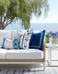 Charlivale, Indoor/Outdoor Navy Azure Blue Lumbar Pillow Cover, with Piping, 12"x20"