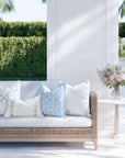 Bambury, Indoor/Outdoor Azure Baby Blue Throw Pillow Cover, with Piping, 22"x22"