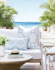 Bambury, Indoor/Outdoor Azure Baby Blue Throw Pillow Cover, with Piping, 22"x22"