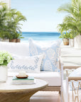 Corolla Palm Leaves, Indoor/Outdoor Fabric By The Yard 57", Baby Blue