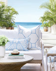 Corolla, Indoor/Outdoor Baby Blue Lumbar Pillow Cover, with Scalloped Border, 12"x20"