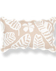 Corolla, Indoor/Outdoor Tan Botanical Prints Lumbar Pillow Cover, with Scalloped Border, 12"x20"