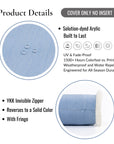 Coastbay, Outdoor Performance Azure Blue Bolster Pillow Cover, with Fringe, 6"x20"