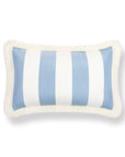 Beach Stripes, Outdoor Performance Azure Blue Lumbar Pillow Cover, with Fringe, 12"x20"