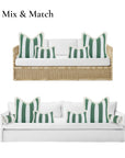 Beach Stripes, Outdoor Performance Green Lumbar Pillow Cover, with Fringe, 12"x20"