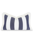 Beach Stripes, Outdoor Performance Indigo Blue Lumbar Pillow Cover, with Fringe, 12"x20"
