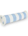Beach Stripes, Outdoor Performance Azure Blue Bolster Pillow Cover, with Fringe, 6"x20"